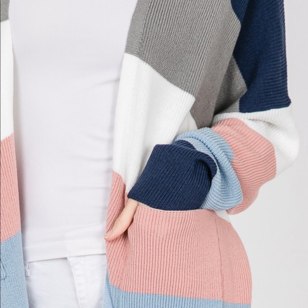 5⭐️/CANDICE/ Color Block Pocket Cardigan Sweater - Picture 7 of 7